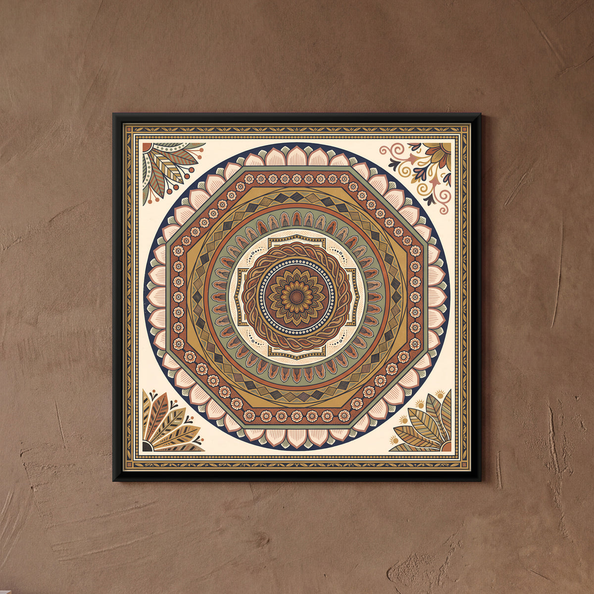 Mandala Panel - framed canvas art hung on a wall