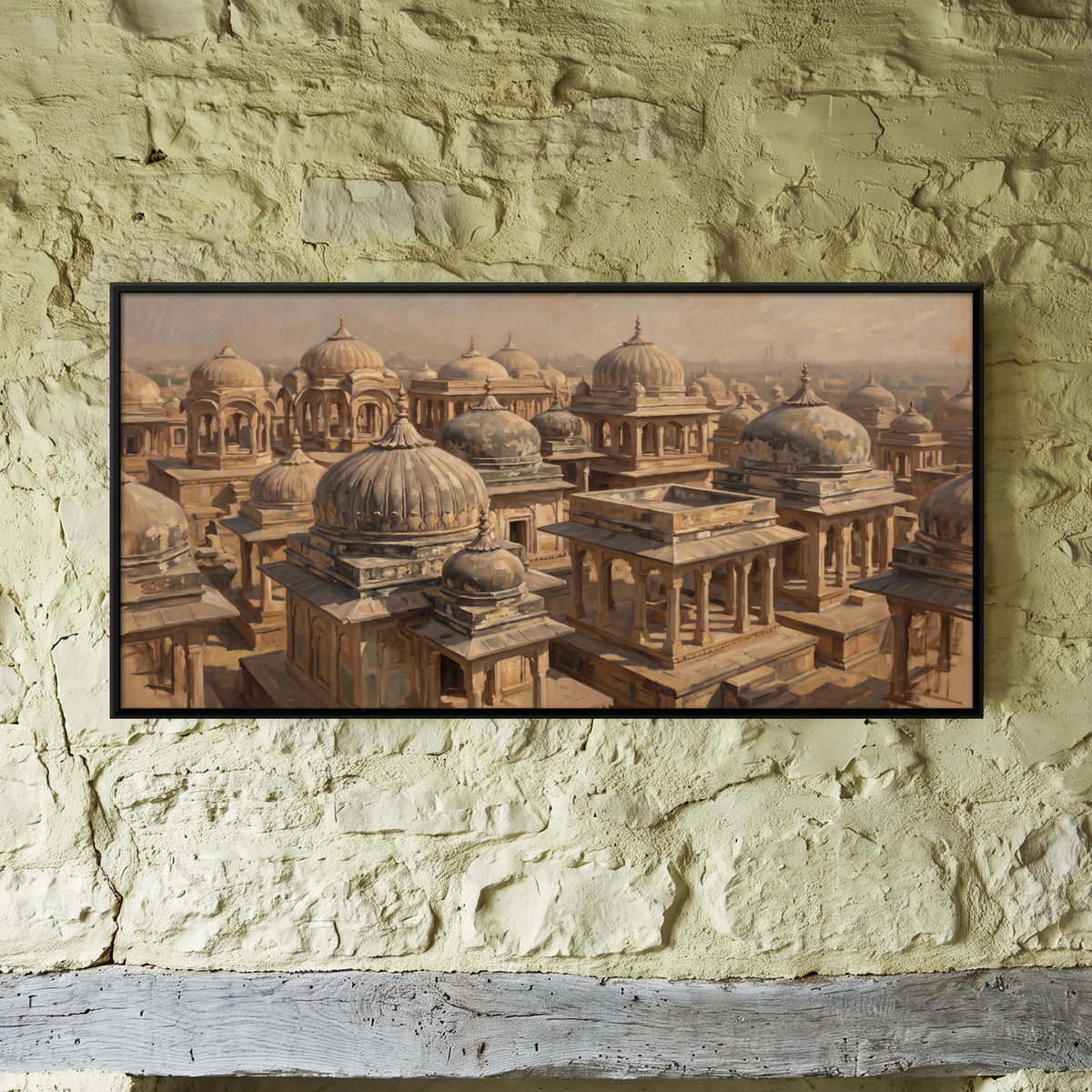 Field of Sandstone Chhatris - framed canvas art hung on a wall