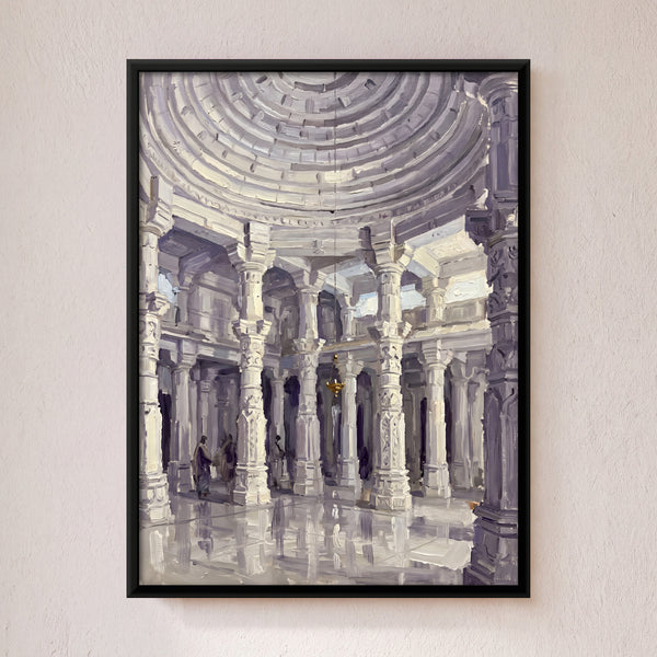 Carved Marble Temple Dome and Pillars