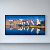 White Stupas by a Mountain Lake