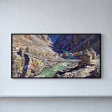 Suspension Bridge with Prayer Flags