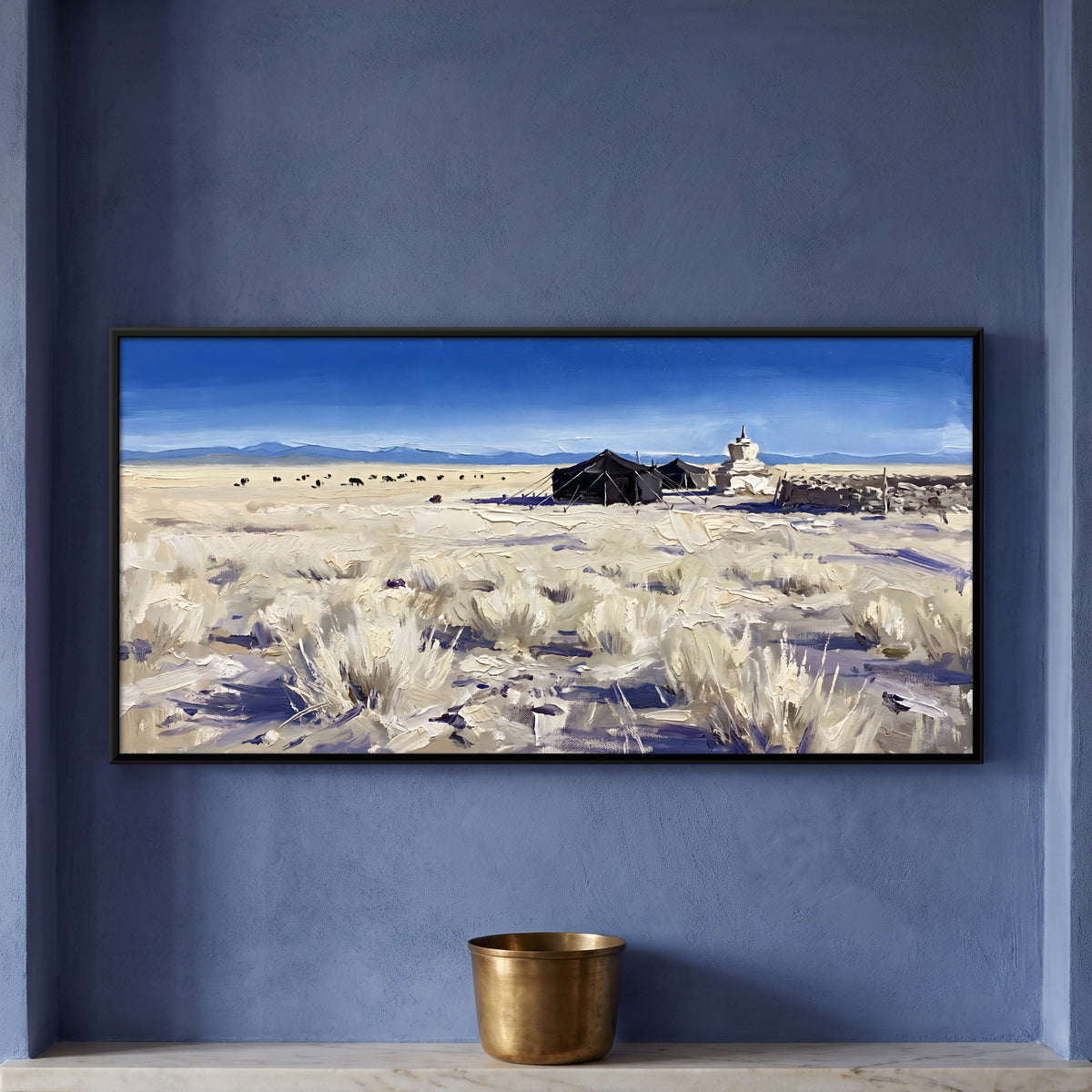 Nomad Tent on the High Plain - framed canvas art hung on a wall