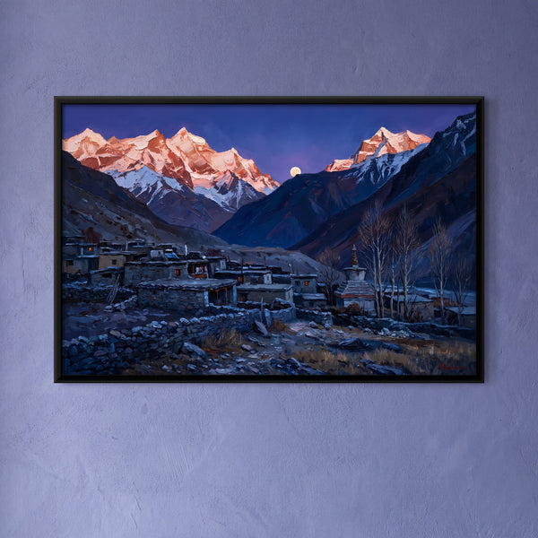 Moonrise over a Himalayan Village