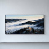 Himalayan Temple with Tiered Roof Above a Sea of Clouds
