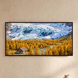 Glacier Above a Valley of Golden Larches