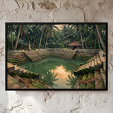 Stepped Temple Pond Surrounded by Palm Trees