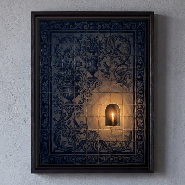 Candlelit Niche in a Blue Tile Wall