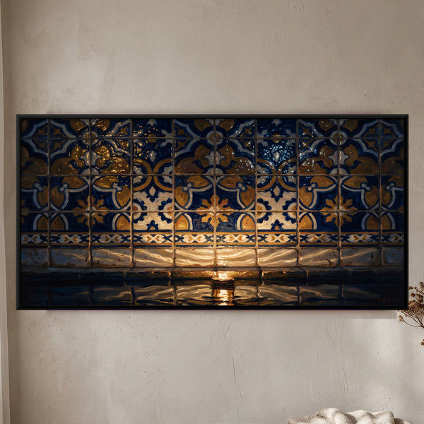 Tiled Wall Reflected in Still Water