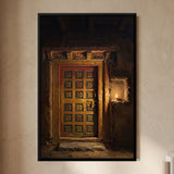Painted Ladakhi Door with Oil Lamp