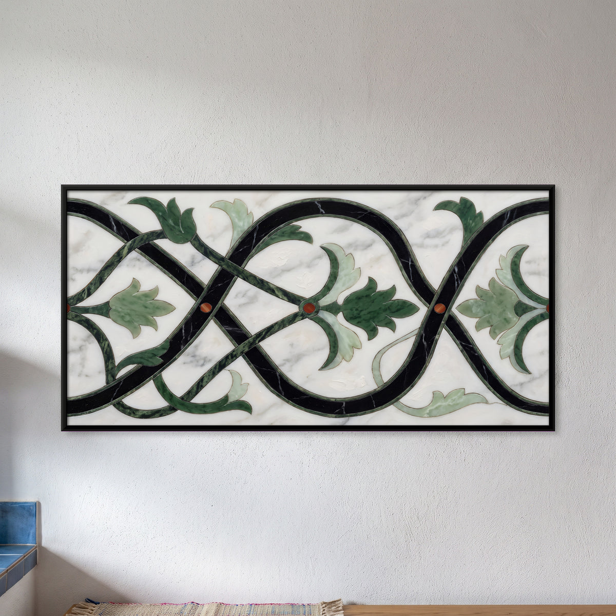 Marble Inlay Vine Border - framed canvas art hung on a wall