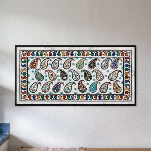 Marble Inlay Panel with Paisley Motifs