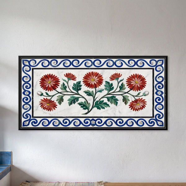 Chrysanthemums in Marble Inlay