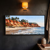 Red Cliffs Above a Sandy Beach