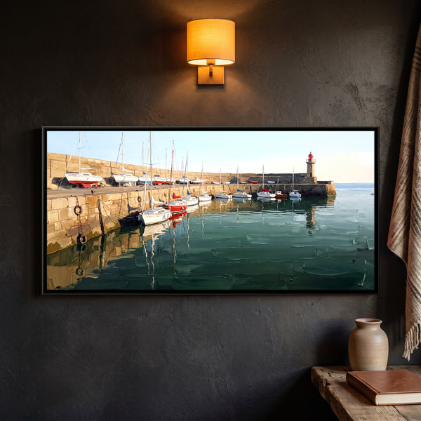 Moored Boats at a Harbour Wall