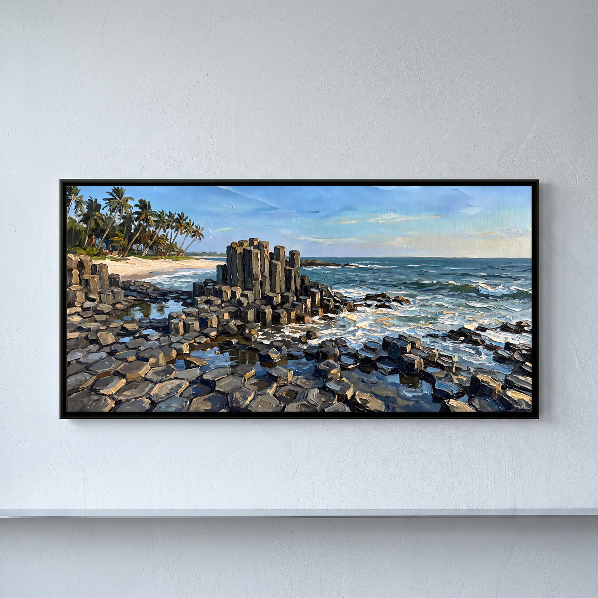 Basalt Columns at St Mary's Island - framed canvas art hung on a wall