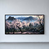 Almond Blossoms by a Stone Pavilion