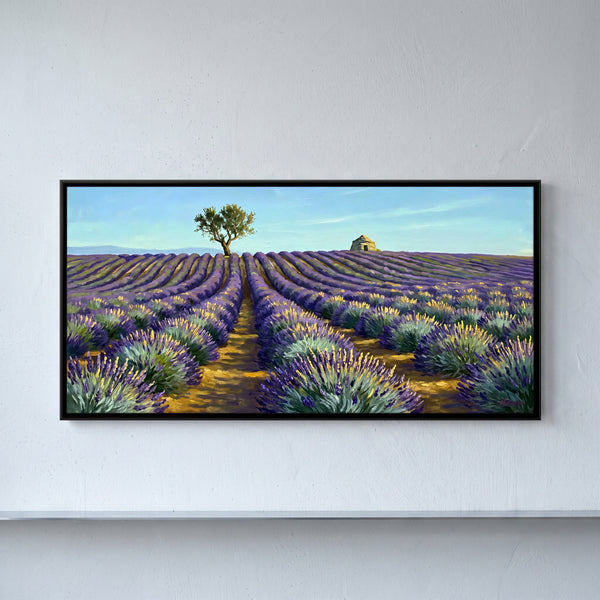 Lavender Field with a Lone Tree