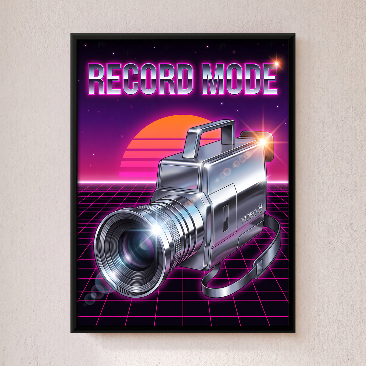 Chrome Video Camcorder - framed canvas art hung on a wall