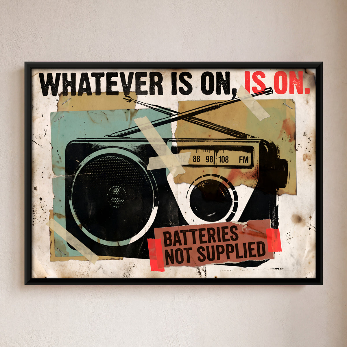 Portable FM Radio - framed canvas art hung on a wall