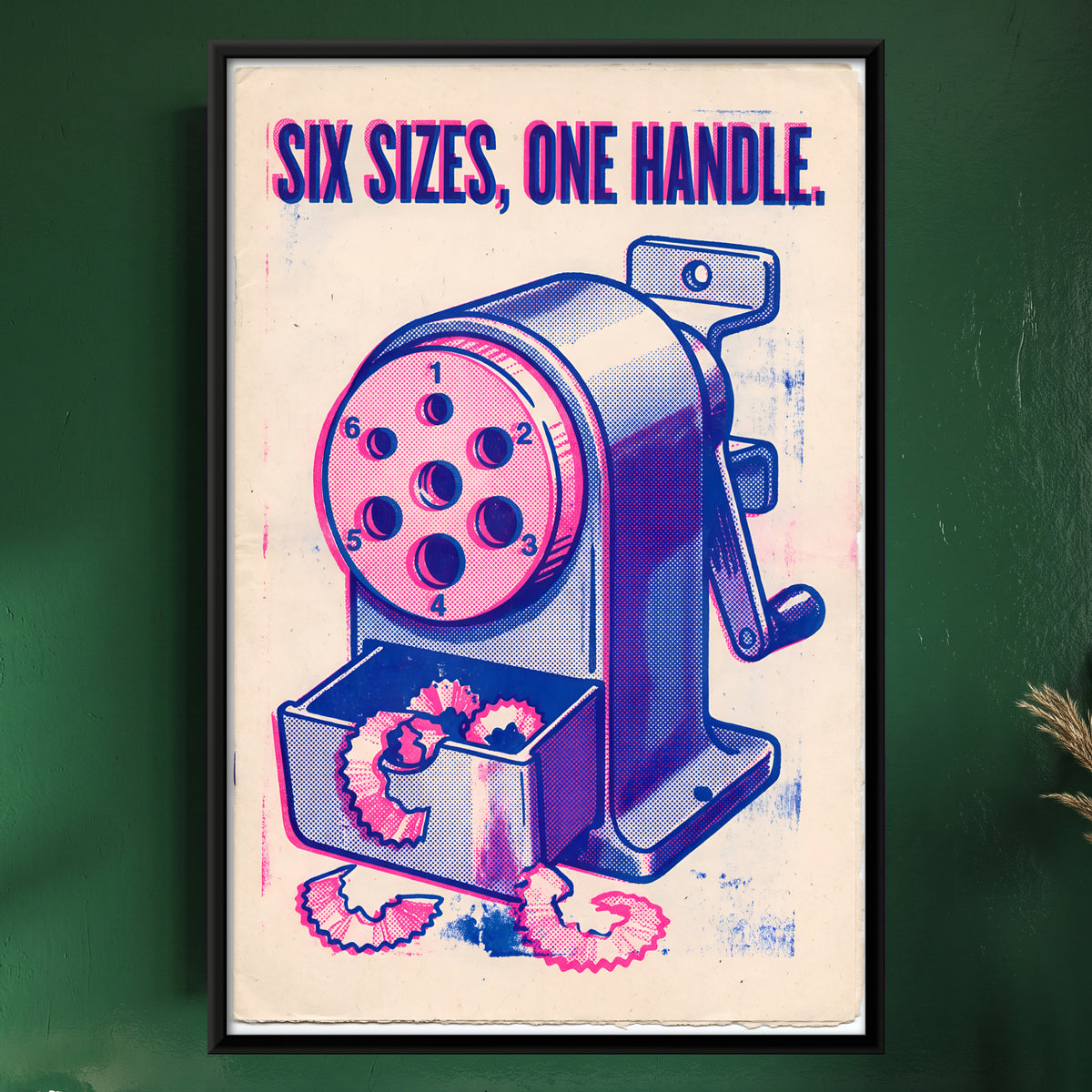 Crank Pencil Sharpener - framed canvas art hung on a wall