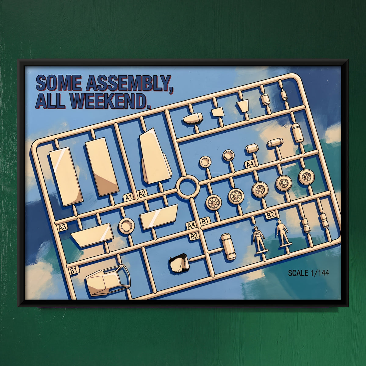 Plastic Model Kit Sprue - framed canvas art hung on a wall