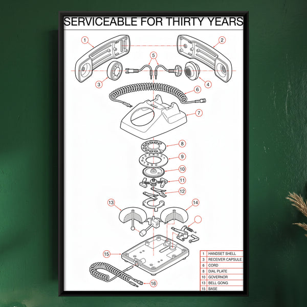 Rotary Telephone Exploded View Diagram