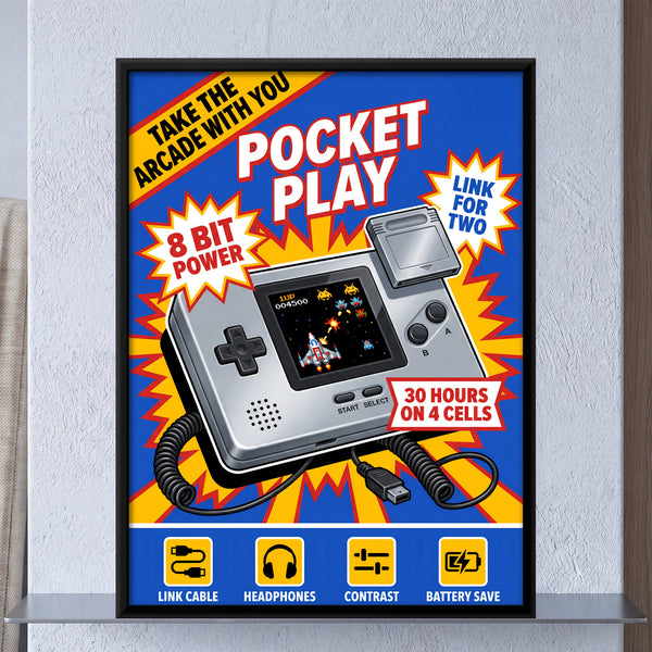 Retro Handheld Game Console Box Art
