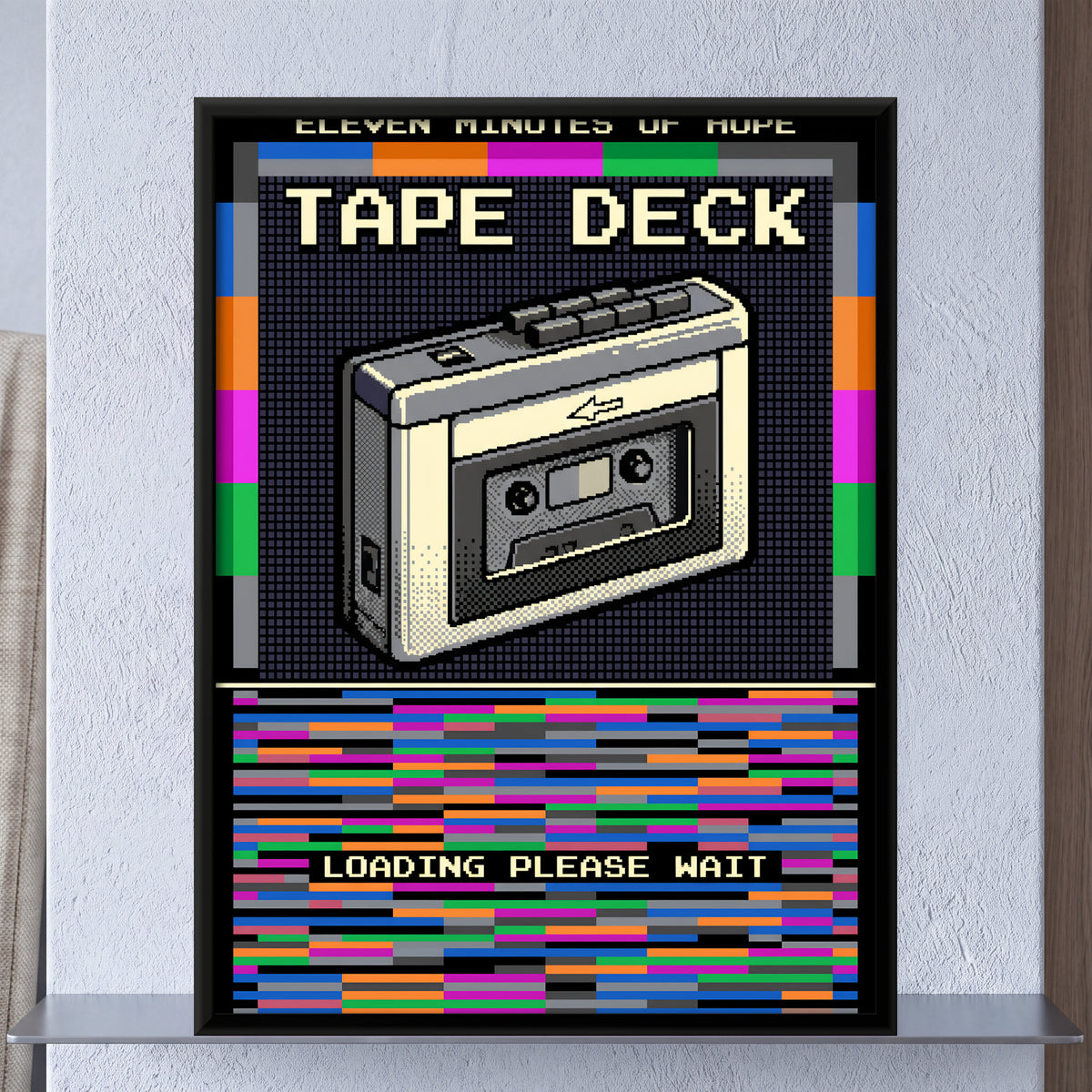 Portable Cassette Player - framed canvas art hung on a wall