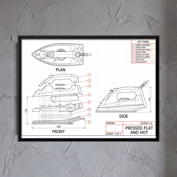 Steam Iron Technical Drawing
