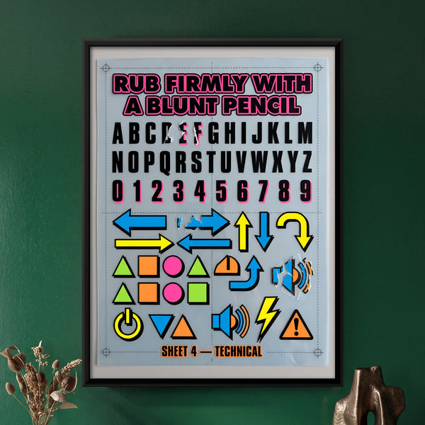 Rub-down Transfer Lettering and Symbol Sheet