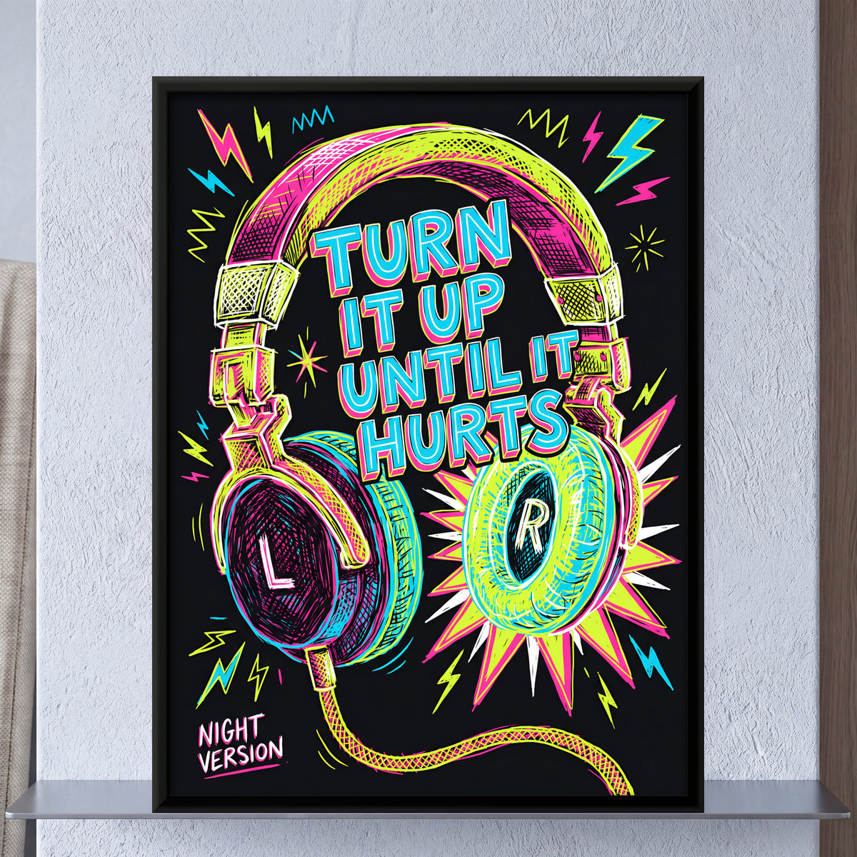Over-Ear Headphones - framed canvas art hung on a wall