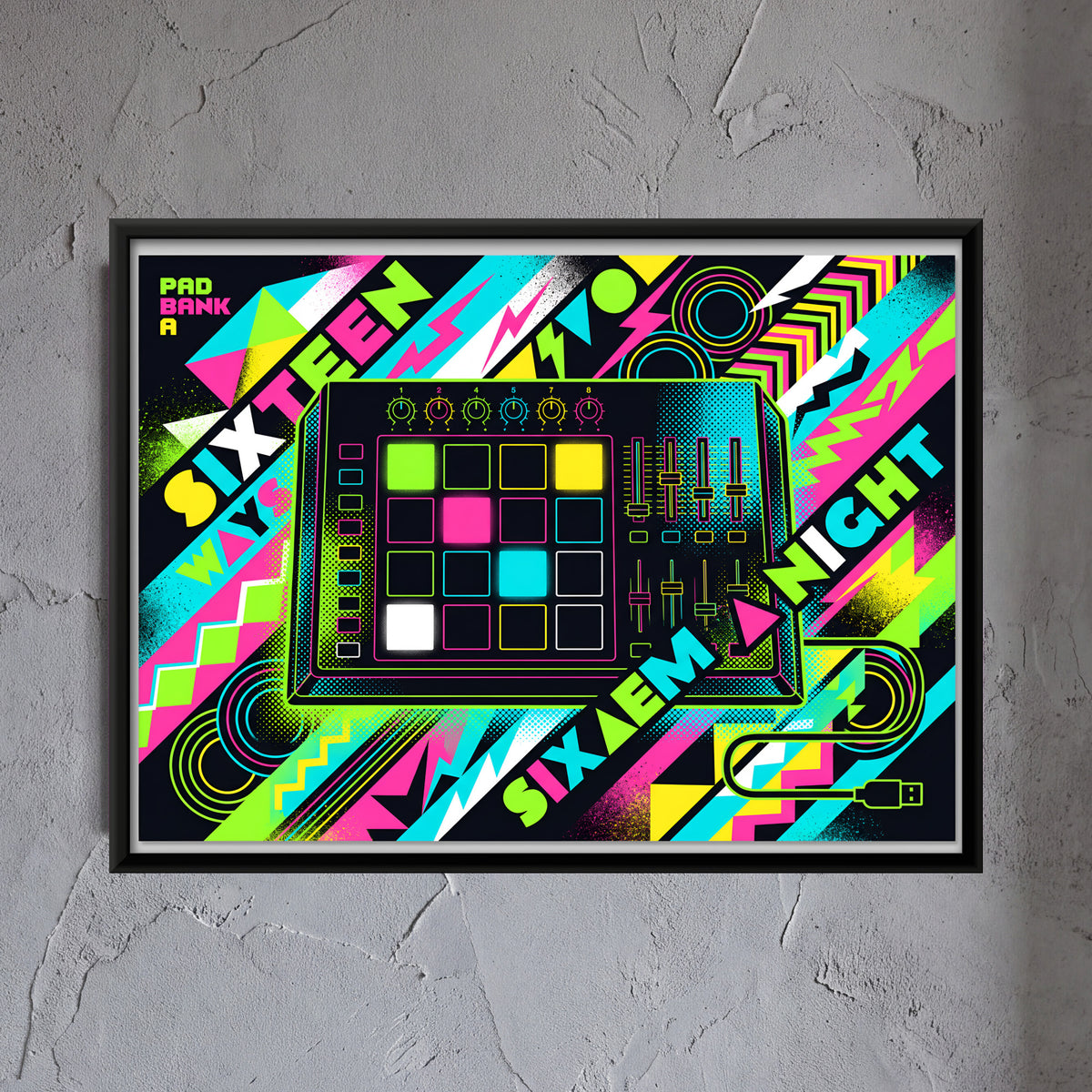 Drum Pad Controller - framed canvas art hung on a wall