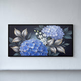 Blue Hydrangeas and Silver Leaves