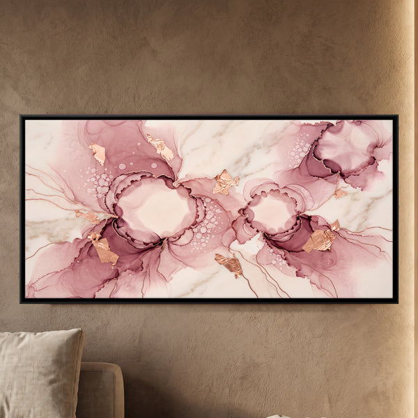 Blush and Mauve Alcohol Ink Blooms on Marble