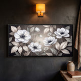 White Anemones with Taupe Leaves