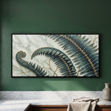 Stylized Fern Fronds on Marble Background