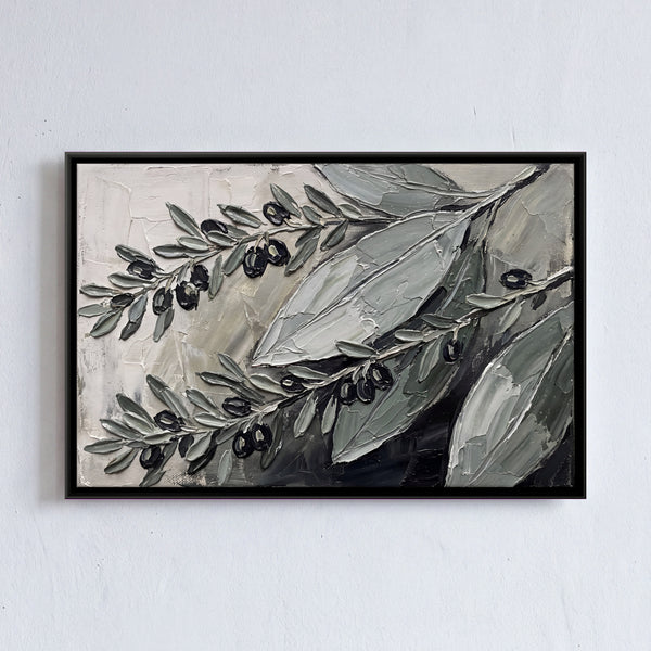 Olive Branches with Black Olives in Impasto
