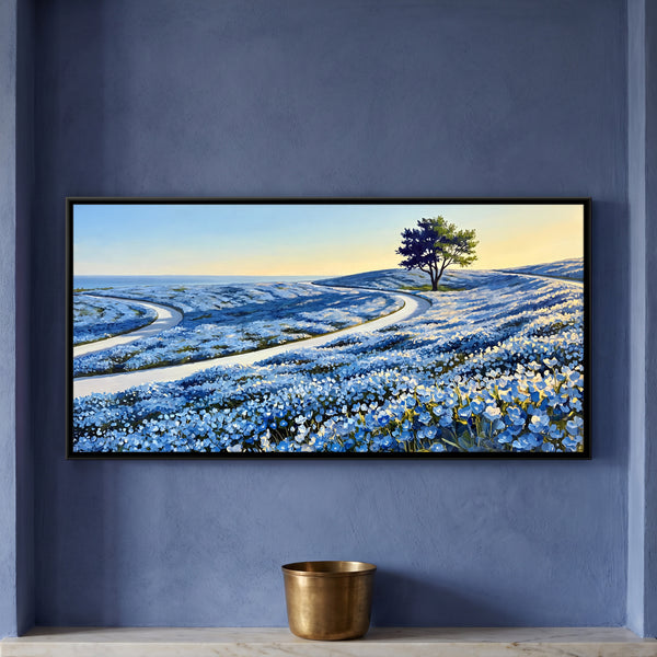 Rolling Hills Covered in Blue Flowers