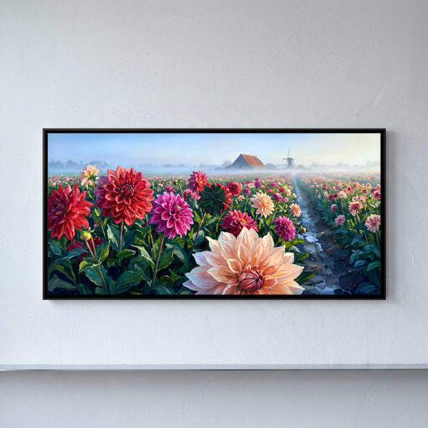 Dahlia Field with Windmill