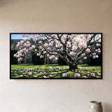 Magnolia Tree Blooming on a Lawn