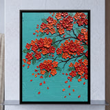 Gulmohar Blossoms on Turquoise Background