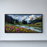Wildflower Meadow Below Snow Peaks