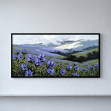 Blue Wildflowers on Misty Hills