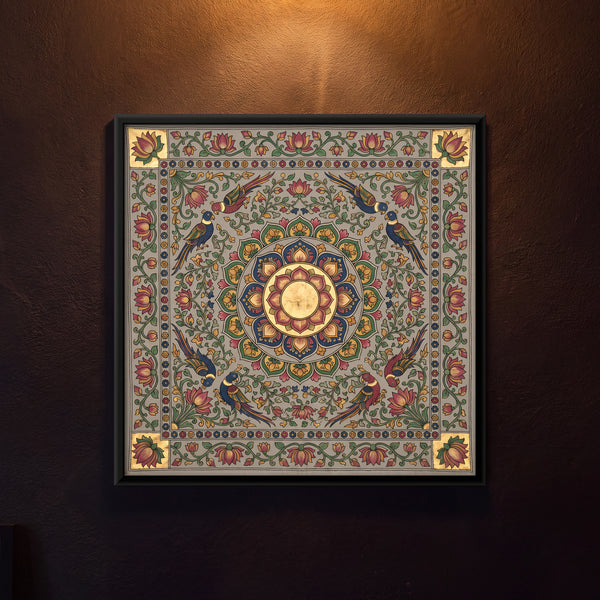 Lotus Medallion with Birds