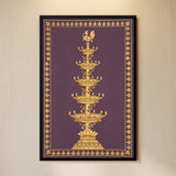 Five-tiered Golden Temple Lamp on Plum Background