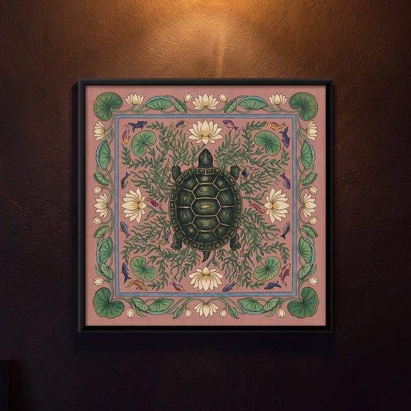 Tortoise in a Lotus Pond in Coral