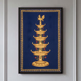 Five-tiered Golden Temple Lamp with Floral Stem