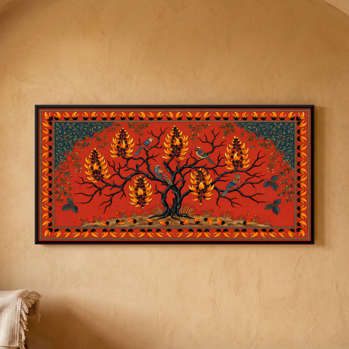 Flame of the Forest Tree - framed canvas art hung on a wall