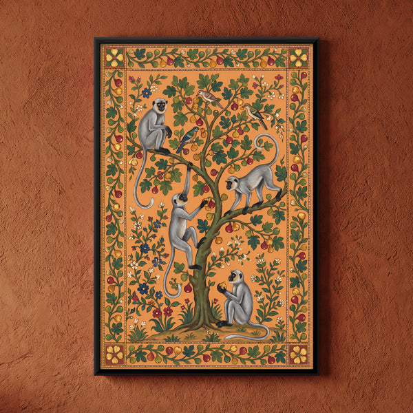 Langurs in a Fruit Tree