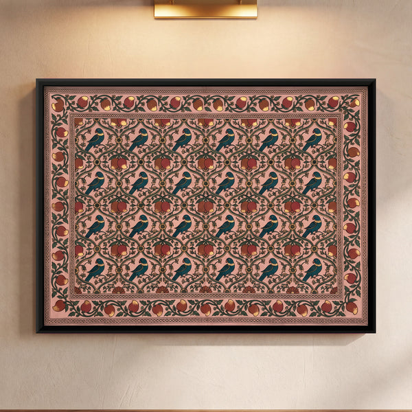 Lattice Pattern with Pomegranates and Parrots